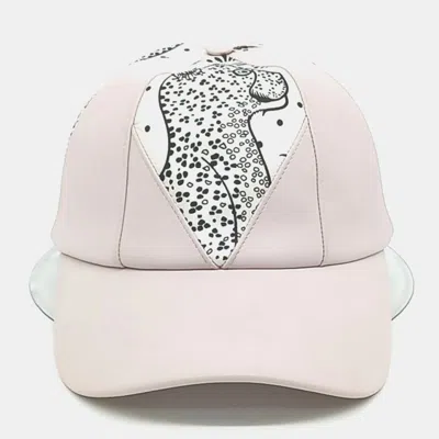 Pre-owned Hermes Light Pink/white Lambskin Leather Silk Cap