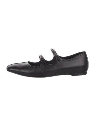 Pre-owned Hermes Lilia H Logo Mary Jane Flats In Black