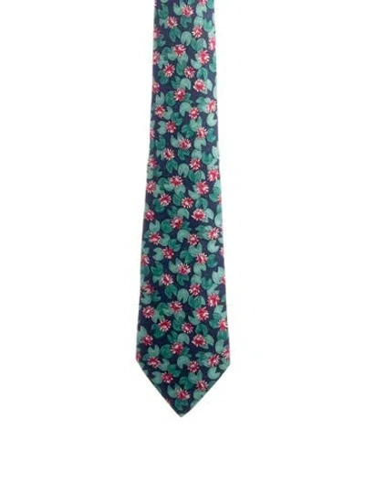 Pre-owned Hermes Lily Pad Patterned Neck-tie In Multi