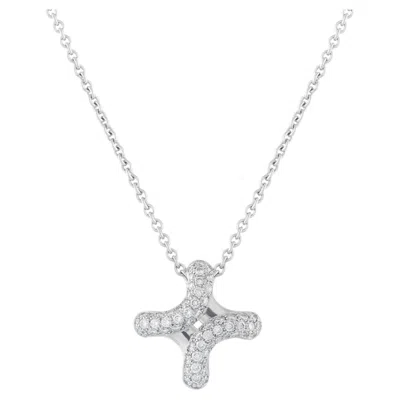 Pre-owned Hermes Lima 18k White Gold 0.90ct Diamond Pendant Necklace He14-040726