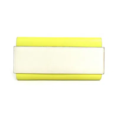 Pre-owned Hermes Lime Epsom Leather Long Wallet (bi-fold) ()