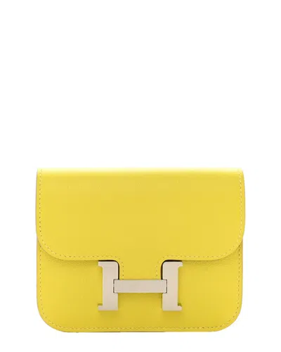 Pre-owned Hermes Hermès Lime Leather Evercolor Constance Slim Wallet (authentic Pre-loved)