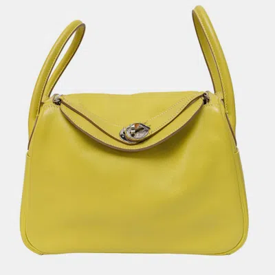 Pre-owned Hermes Lime Swift Leather Lindy 26 Bag In Green