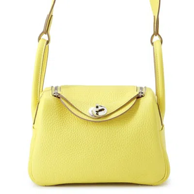 Pre-owned Hermes Lime Taurillon Clemence Leather Handbag Shoulder Bag () In Green