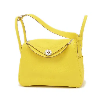 Pre-owned Hermes Lime Taurillon Clemence Leather Shoulder Bag ()