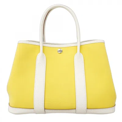 Pre-owned Hermes Lime Toile Officier Tote Bag () In Green