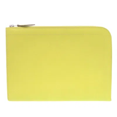 Pre-owned Hermes Lime Yellow Epsom Leather Clutch Bag () In Multi