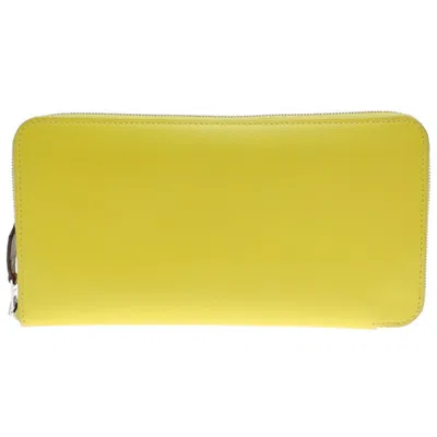 Pre-owned Hermes Lime Yellow Long Wallet (bi-fold) ()