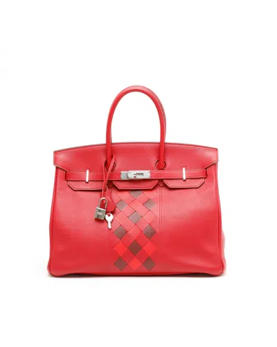 Pre-owned Hermes Hermès Limited Edition Birkin 35 Tressage Swift Pigment Rouge De Couer Bag In Red