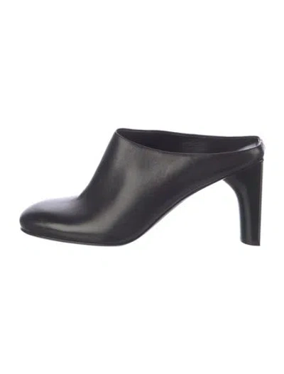 Pre-owned Hermes Lina 80 Leather Mules In Black