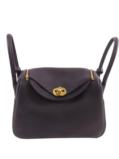 Pre-owned Hermes Lindy 26 Calfskin Tote Bag In Black