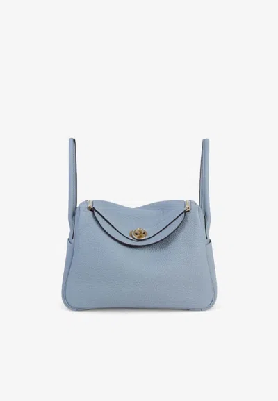 Hermes Lindy 26 In Gris Pantin Taurillon Clemence With Permabrass Hardware In Gray