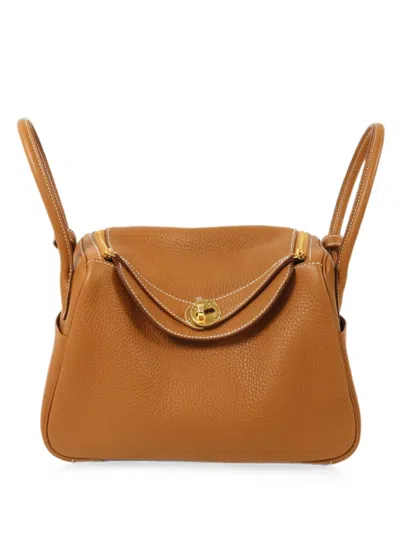 Pre-owned Hermes Lindy 26 Leather Tote Bag In Brown