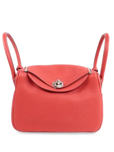 Pre-owned Hermes Lindy 26 Leather Tote Bag In Red