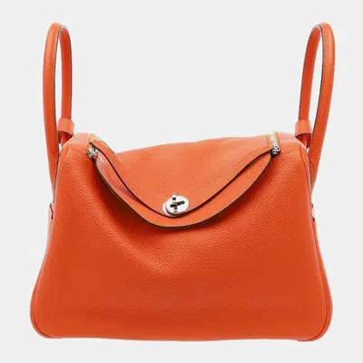 Pre-owned Hermes Lindy 30 Bag In Orange
