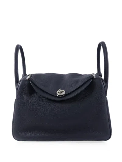 Pre-owned Hermes Lindy 30 Clemence Tote Bag In Blue