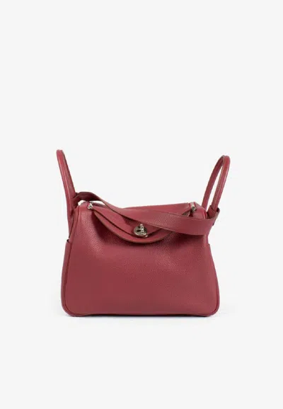 Hermes Lindy 30 In Rubis Clemence Leather With Palladium Hardware In Red