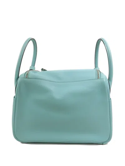 Pre-owned Hermes Lindy 30 Leather Tote Bag In Blue