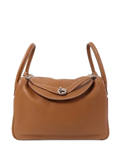 Pre-owned Hermes Lindy 30 Leather Tote Bag In Brown