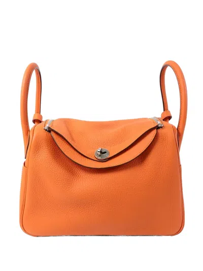 Pre-owned Hermes Lindy 30 Tote Bag In Orange