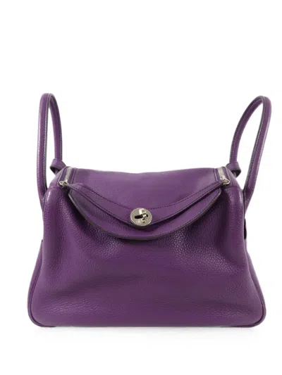 Pre-owned Hermes Lindy 30 Tote Bag In Purple