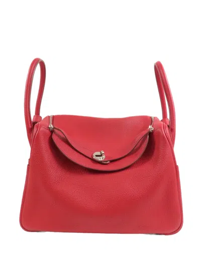 Pre-owned Hermes Lindy 34 Leather Tote Bag In Red