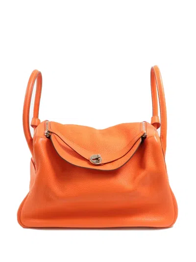 Pre-owned Hermes Lindy 34 Tote Bag In Orange