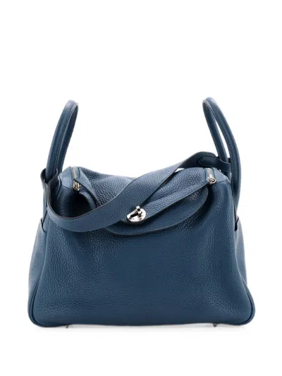 Pre-owned Hermes Lindy Bag Clemence 30 Shoulder Bag In Blue