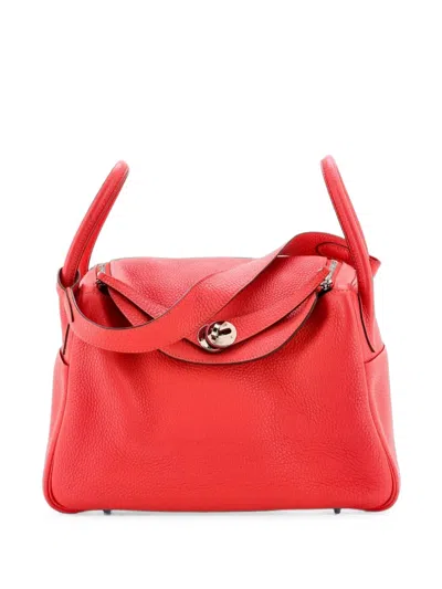 Pre-owned Hermes Lindy Bag Clemence 30 Shoulder Bag In Red