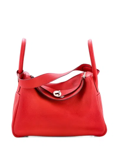 Pre-owned Hermes Lindy Bag Clemence Mini Crossbody Bag In Red