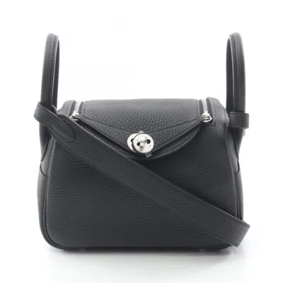 Pre-owned Hermes Lindy Black Taurillon Clemence Leather Shoulder Bag ()