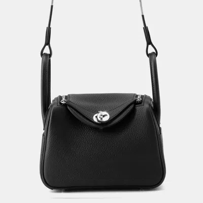 Pre-owned Hermes Lindy Black Taurillon Clemence Size Mini