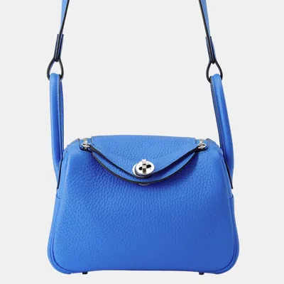Pre-owned Hermes Lindy Blue Hydra Taurillon Clemence Size Mini