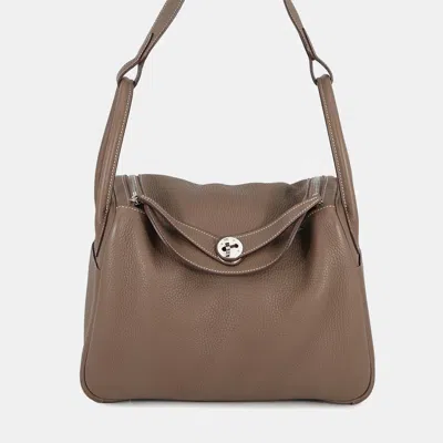 Pre-owned Hermes Lindy Etoupe Taurillon Clemence Size 30 In Brown