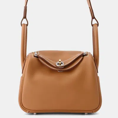 Pre-owned Hermes Lindy Gold Swift Leather Mini