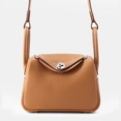 Pre-owned Hermes Lindy Gold Taurillon Clemence Size Mini