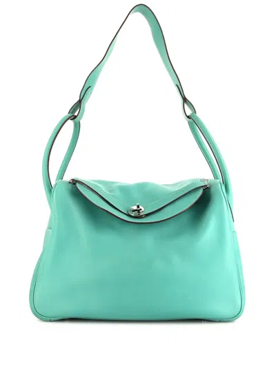 Pre-owned Hermes  Lindy Leather Handbag In Blue