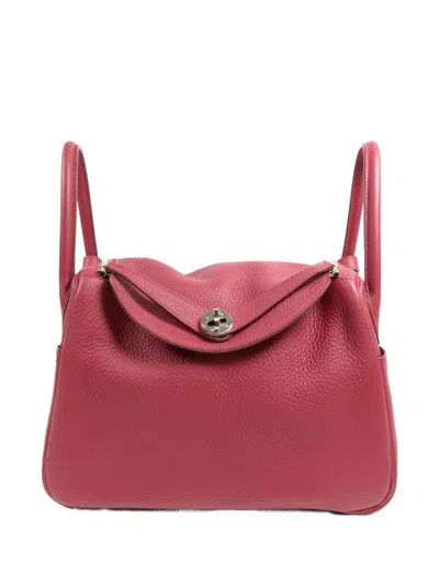 Pre-owned Hermes Lindy Leather Tote Bag In Red