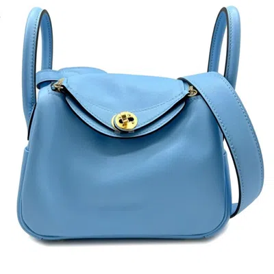 Pre-owned Hermes Lindy Light Blue Swift Leather Shoulder Bag Tote Bag ()