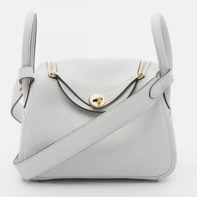Pre-owned Hermes Lindy Mini Shoulder Bag K Clemence Leather Blue Pale Ghw