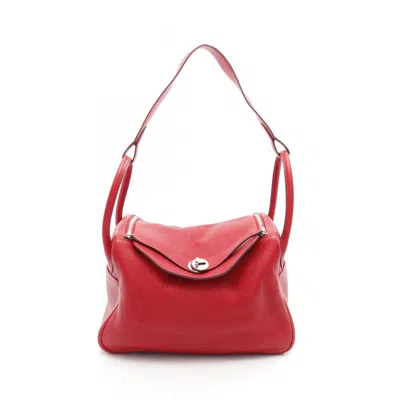 Pre-owned Hermes Lindy Red Color Taurillon Clemence Leather Shoulder Bag ()