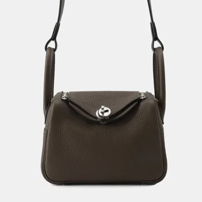 Pre-owned Hermes Lindy Vertroden Taurillon Clemence Size Mini In Brown