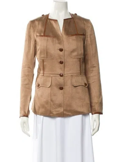 Pre-owned Hermes Linen Blazer In Brown