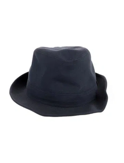 Pre-owned Hermes Linen Fedora In Blue