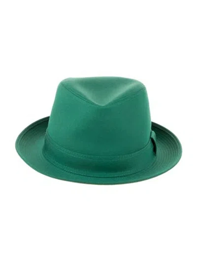 Pre-owned Hermes Linen Fedora Hat In Green