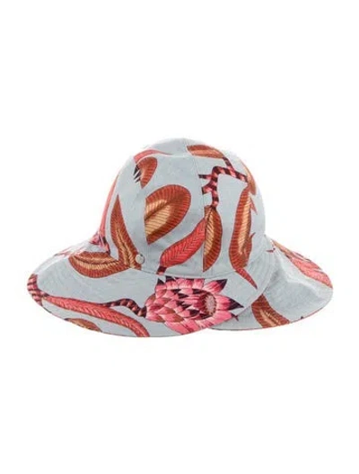 Pre-owned Hermes Linen 'fleurs Savana' Olga Hat In Multi
