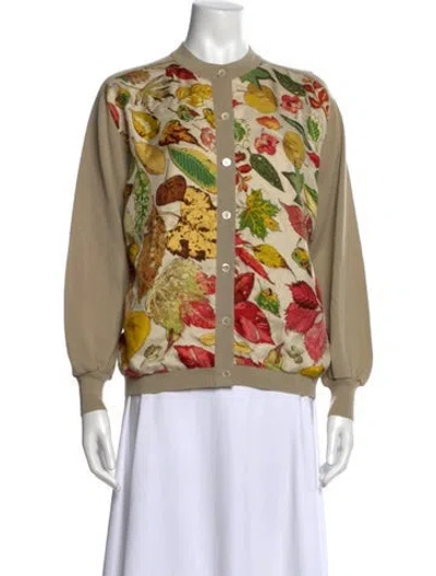 Pre-owned Hermes Linen Floral Print Button-up Top In Multi