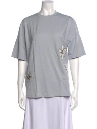 Pre-owned Hermes Linen Floral Print T-shirt In Grey