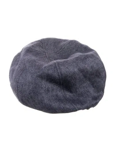 Pre-owned Hermes Linen Gabrielle Beret In Blue