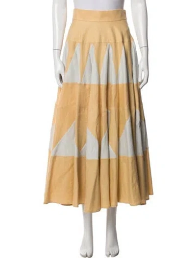 Pre-owned Hermes Linen Long Skirt In Yellow